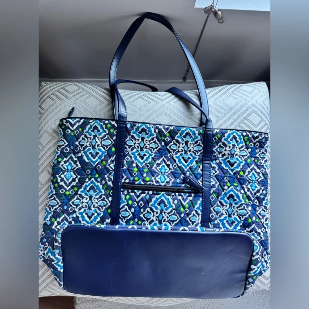 Vera Bradley Day Tote Travel Bag Shoulder Purse Ink Blue - Picture 3 of 7